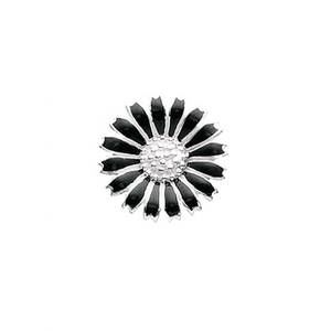 NEW STORY JEWELLERY women's enamel daisy, 15mm button in silver black